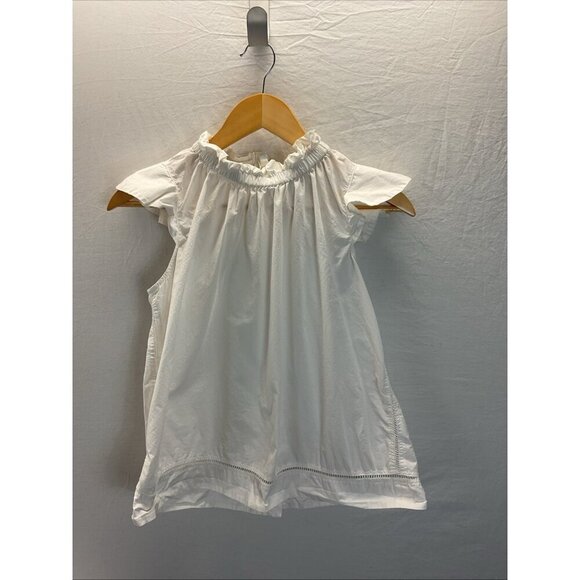Sea‎ York Frilled High Neck Sleeveless Blouse White Size 2 small poplin - Picture 1 of 10